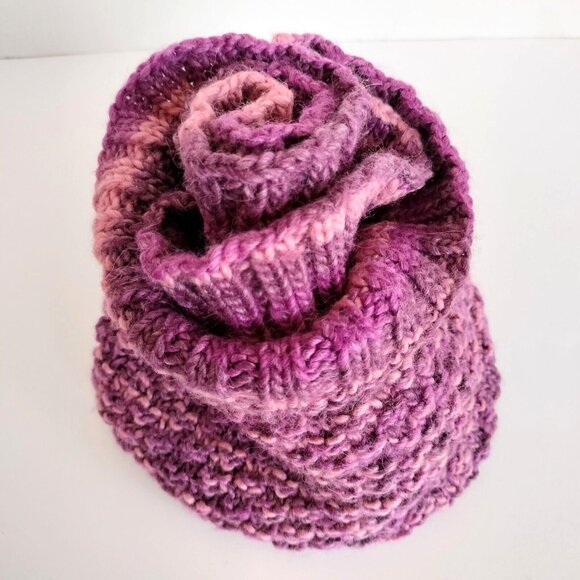 Luxury Alpaca Merino Silk Hill & Dale Infinity Neck Cowl Scarf Pink Champagne - Picture 6 of 6